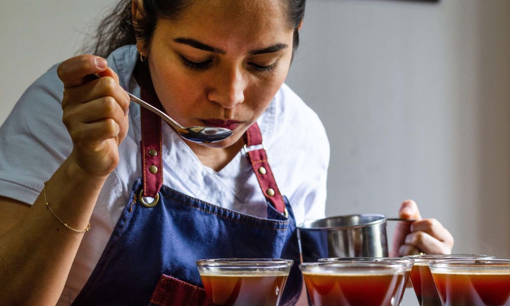 Catadora profesional de café