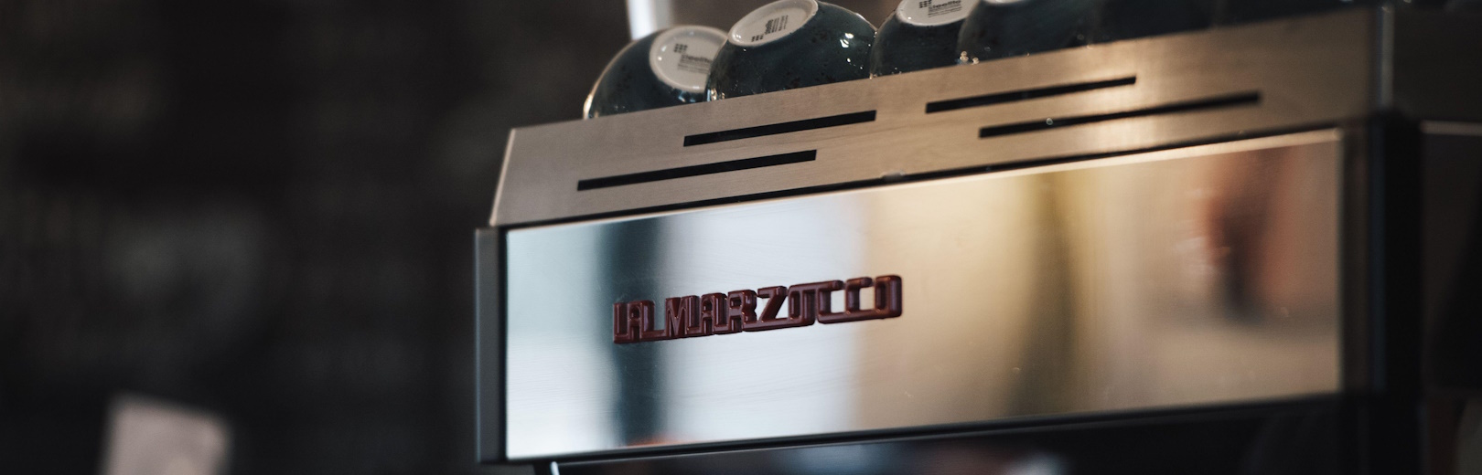Silver La Marzocco machine in a café
