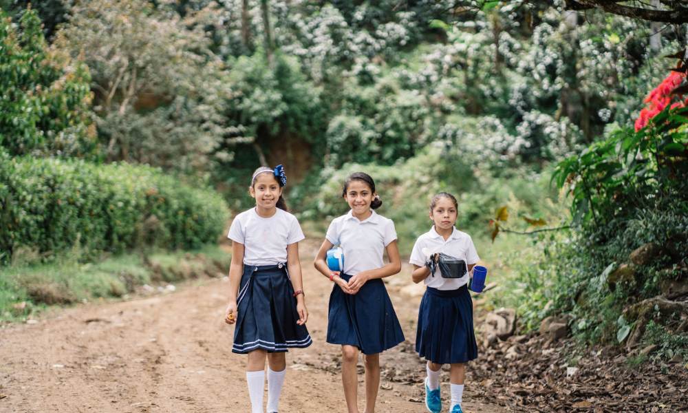 Niñas en camino a la escuela